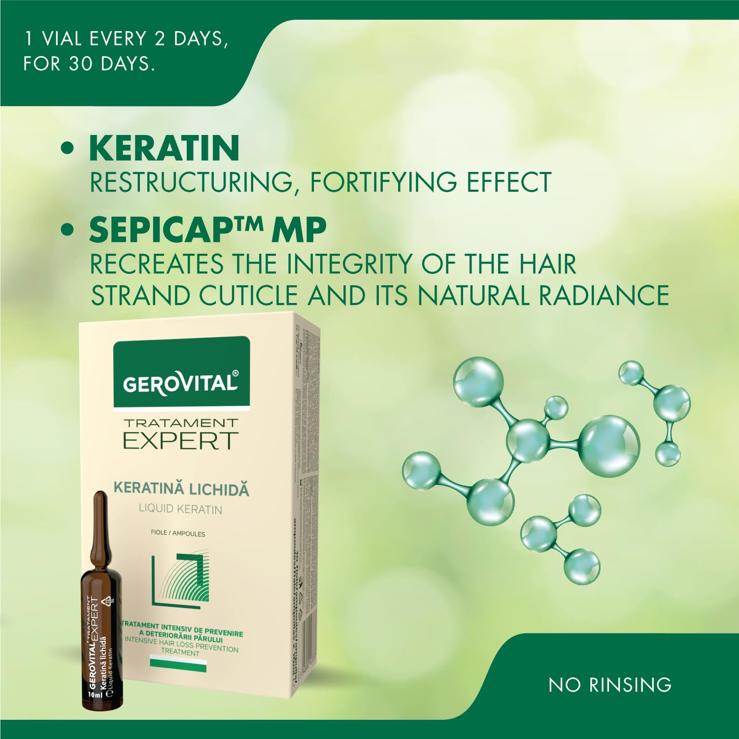 Vials with Liquid Keratin, Intensive Repair Treatment for Damaged Dry or Thin Hair, Anti-Fall & Anti-Dandruff - Image 3
