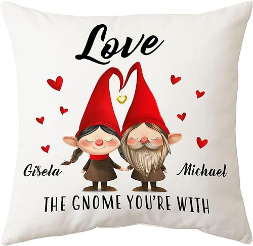 Miniatura 1 de Hyturtle Almohada personalizada de gnomo para pareja (inserto incluido), regalo para esposa, marido, aniversario, boda, cumpleaños, despedida de