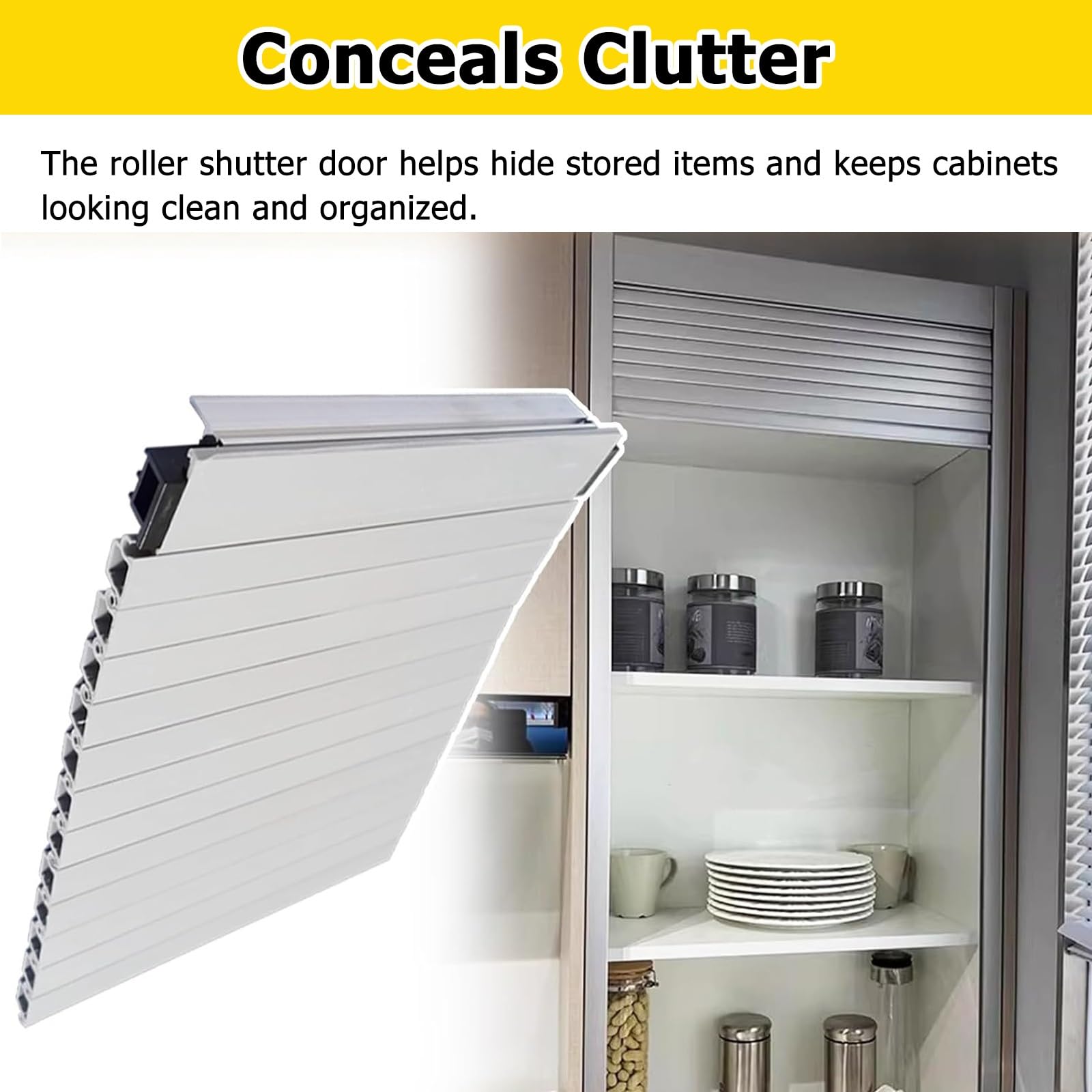 Kit de porte de placard de cuisine, portes enroulables rétractables avec rail, design rétractable flexible, solution de rangement pour usage domestique, 71,1 cm x 71,1 cm