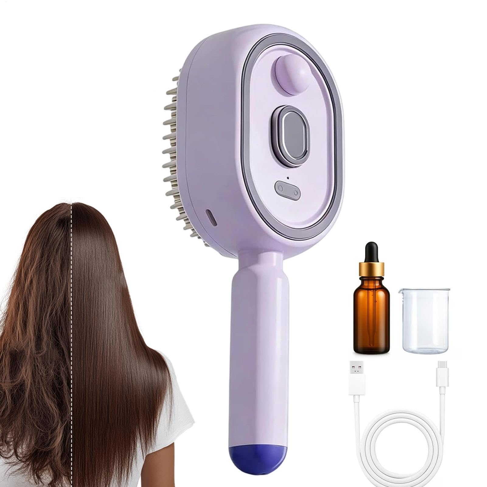 Brosse Vapeur Pour Cheveux,Peigne Lissant Nourrissant Avec Spray | Démêlant Vapeur et Lisseur Cheveux - pour Coiffure Brushing Voyage Fête Salon Mariage Toilettage Soirée Été