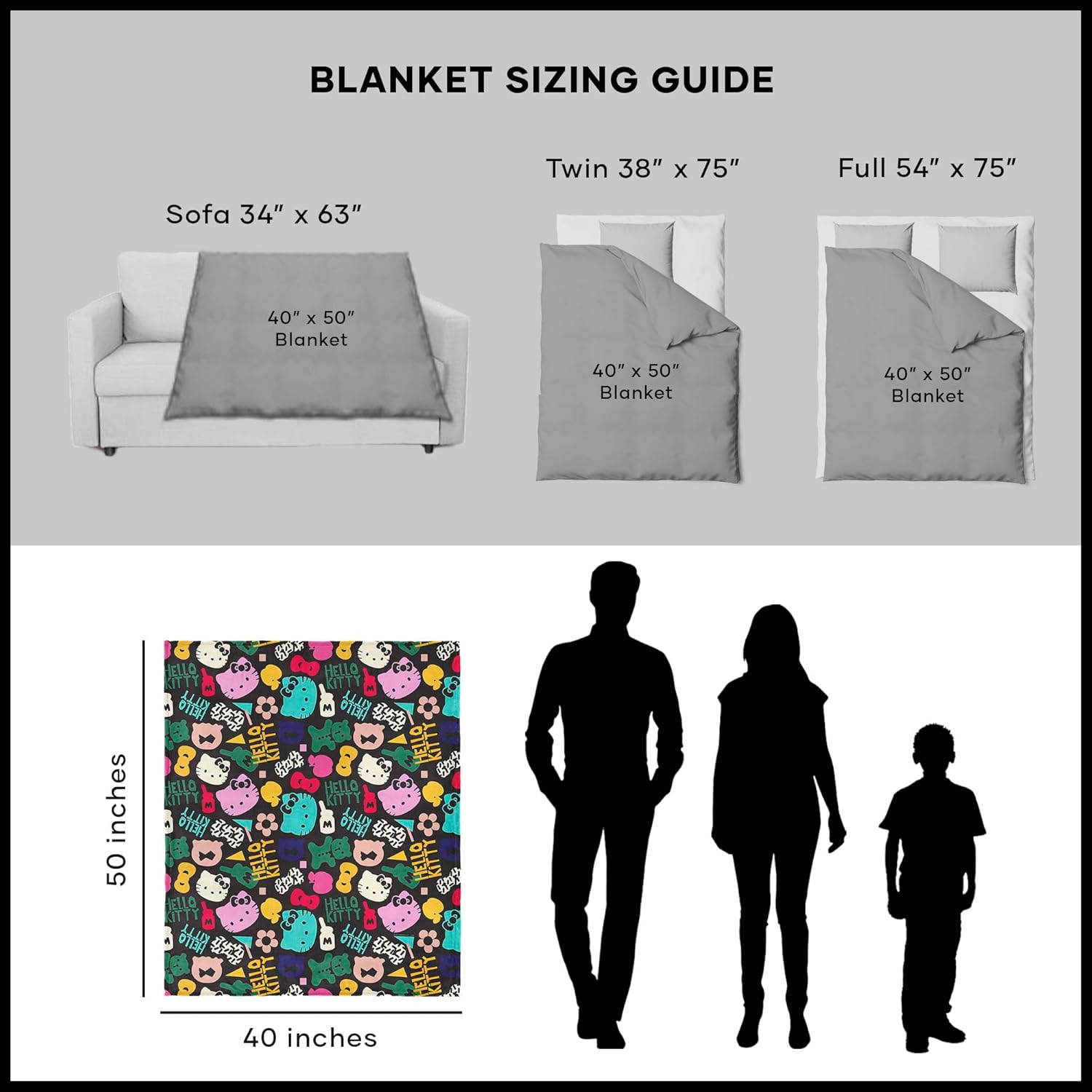 Northwest Sanrio Hello Kitty & Friends, Friends Collage, Silk Touch Throw 40 x 50 Inches - Image 5