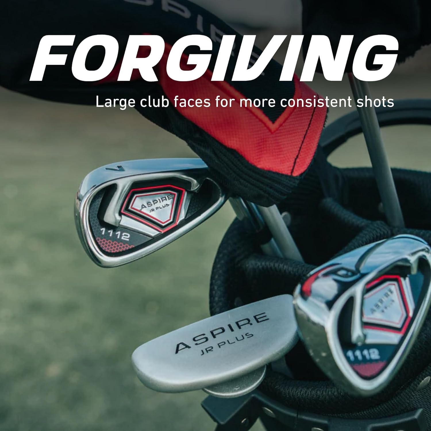Aspire Junior Plus Kids Golf Clubs – Boys’ & Girls’ Right-Handed Golf Set with Lightweight Stand Bag, Graphite Shafts & Aircraft-Grade Aluminum Clubs