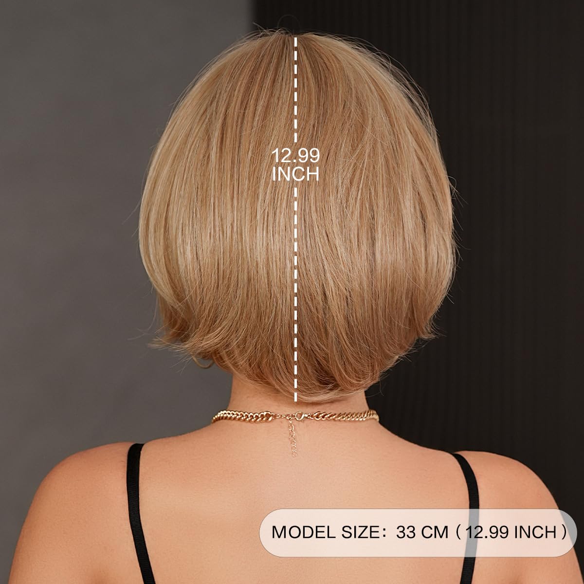 Women Layered Short Bob Human Hair Wigs Flaxen Brown With Full Bangs Lightweight Breathable Glueless For Daily Use (Flaxen Brown)