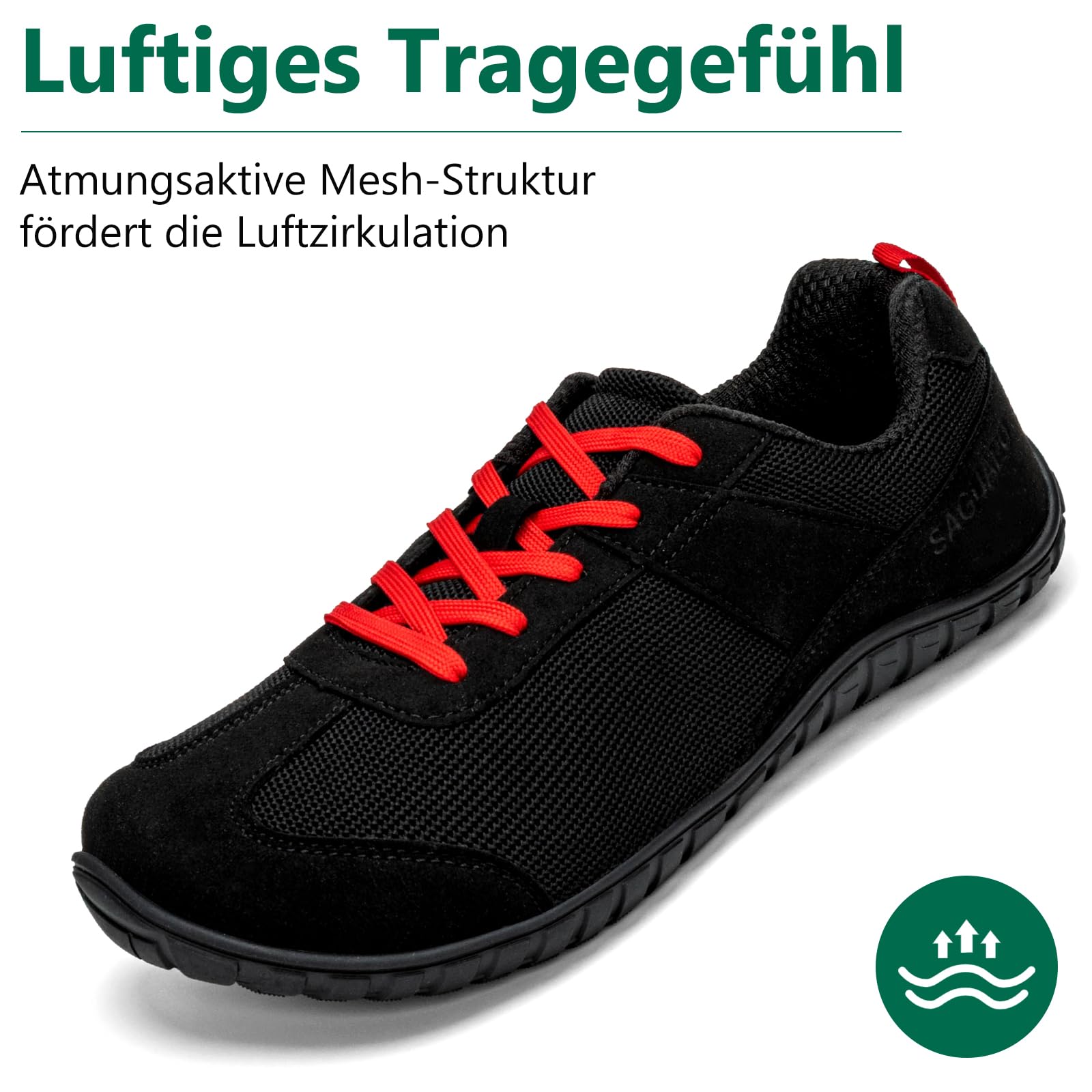 SAGUARO Herren Barfußschuhe Atmungsaktiv Barfuß-Sneaker mit Breiter Zehenbox & Zero-Drop Solhe, Gr.39-48