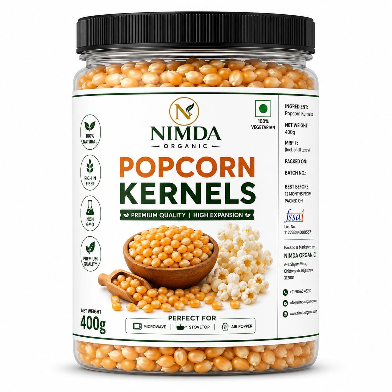 popcorn kernels 400g | 100% natural, non gmo