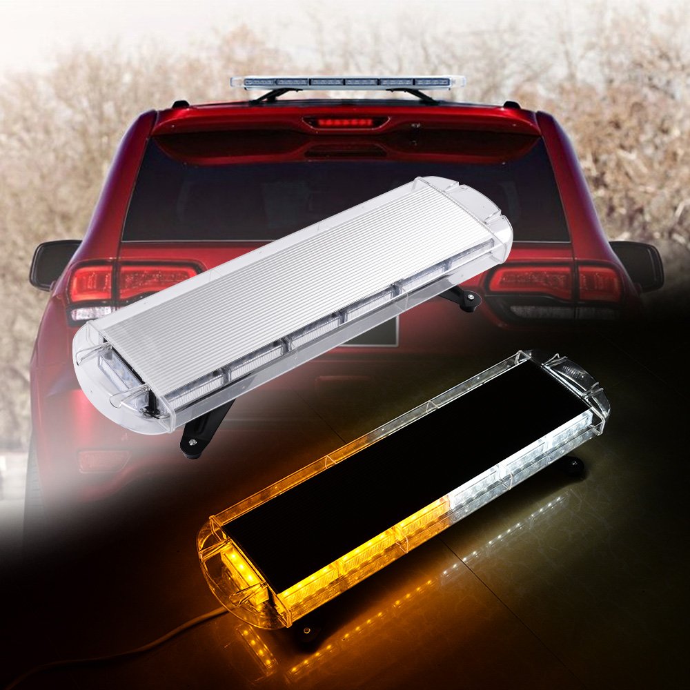 Emergency Warning Security Strobe Light Bar (30 inch 56-LED, White Amber)