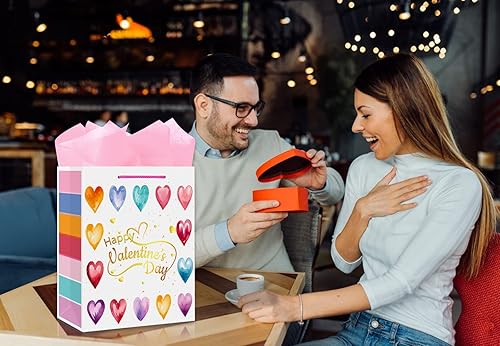 Miniatura 2 de JUESMOS Bolsas de regalo grandes de 13 pulgadas para el día de San Valentín con papel de seda, bolsa de regalo para el día de San Valentín con asas,