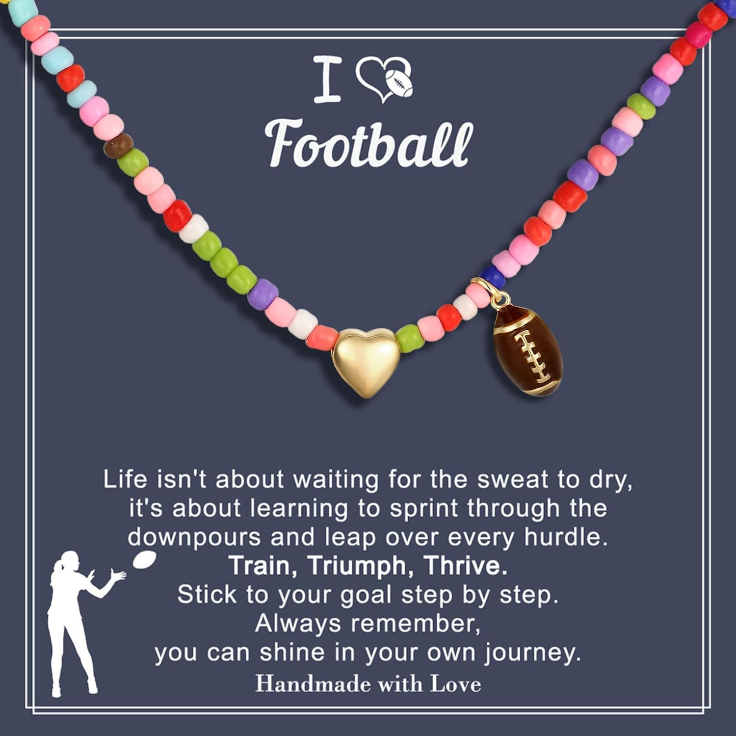 Turandoss Softball/Soccer/Volleyball/Basketball Necklace for Girls Women - Colorful Beaded Dainty Heart Pendant Necklaces for Women Her Kids Personalized Jewelry Gifts - Image 3