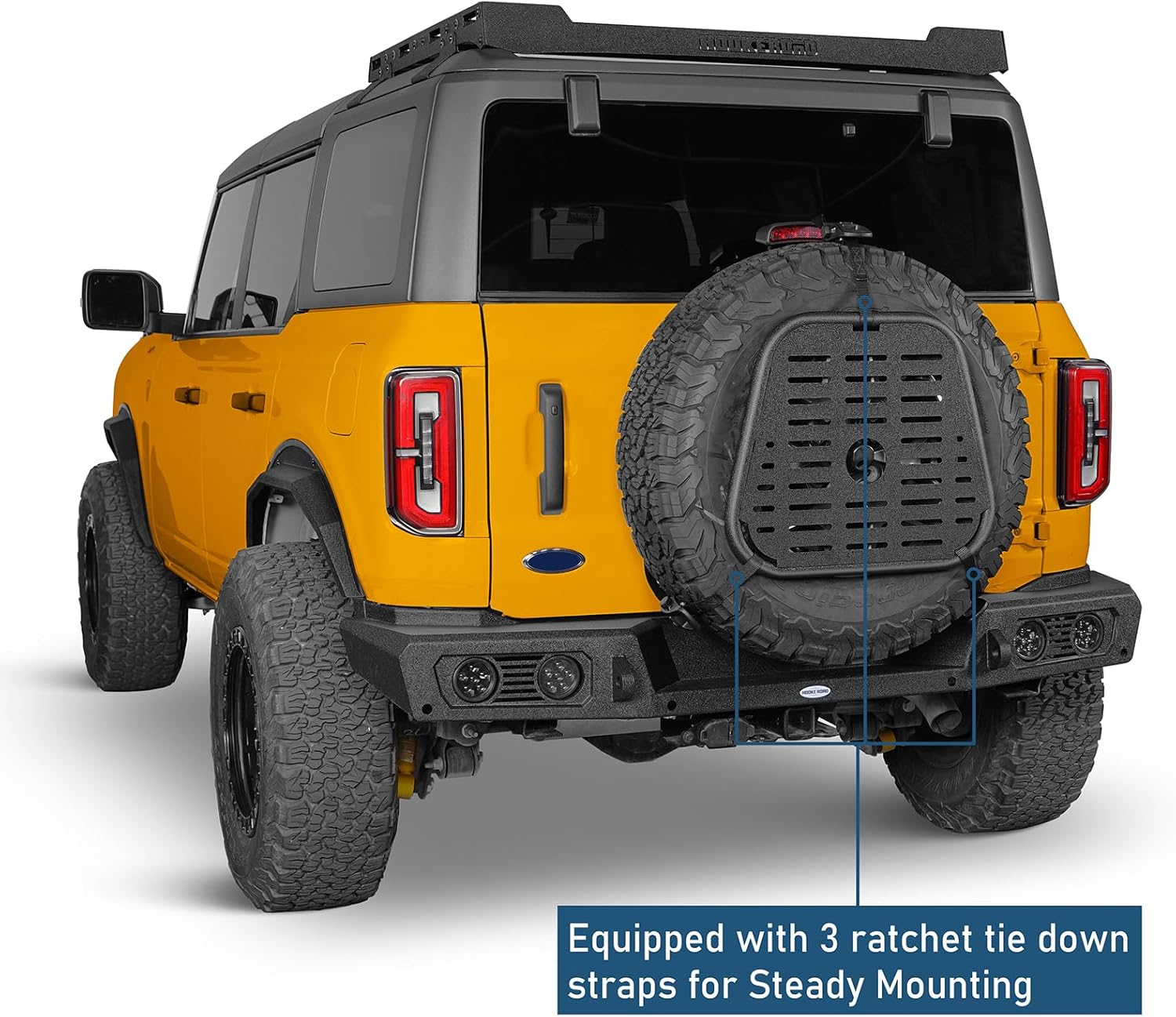 u-Box Spare Tire Molle Panel Storage Panel Cargo Rack Compatible with Jeep Wrangler YJ TJ JK 1987-2018 Ford Bronco 2021-2026, Fits up to 40" Tires