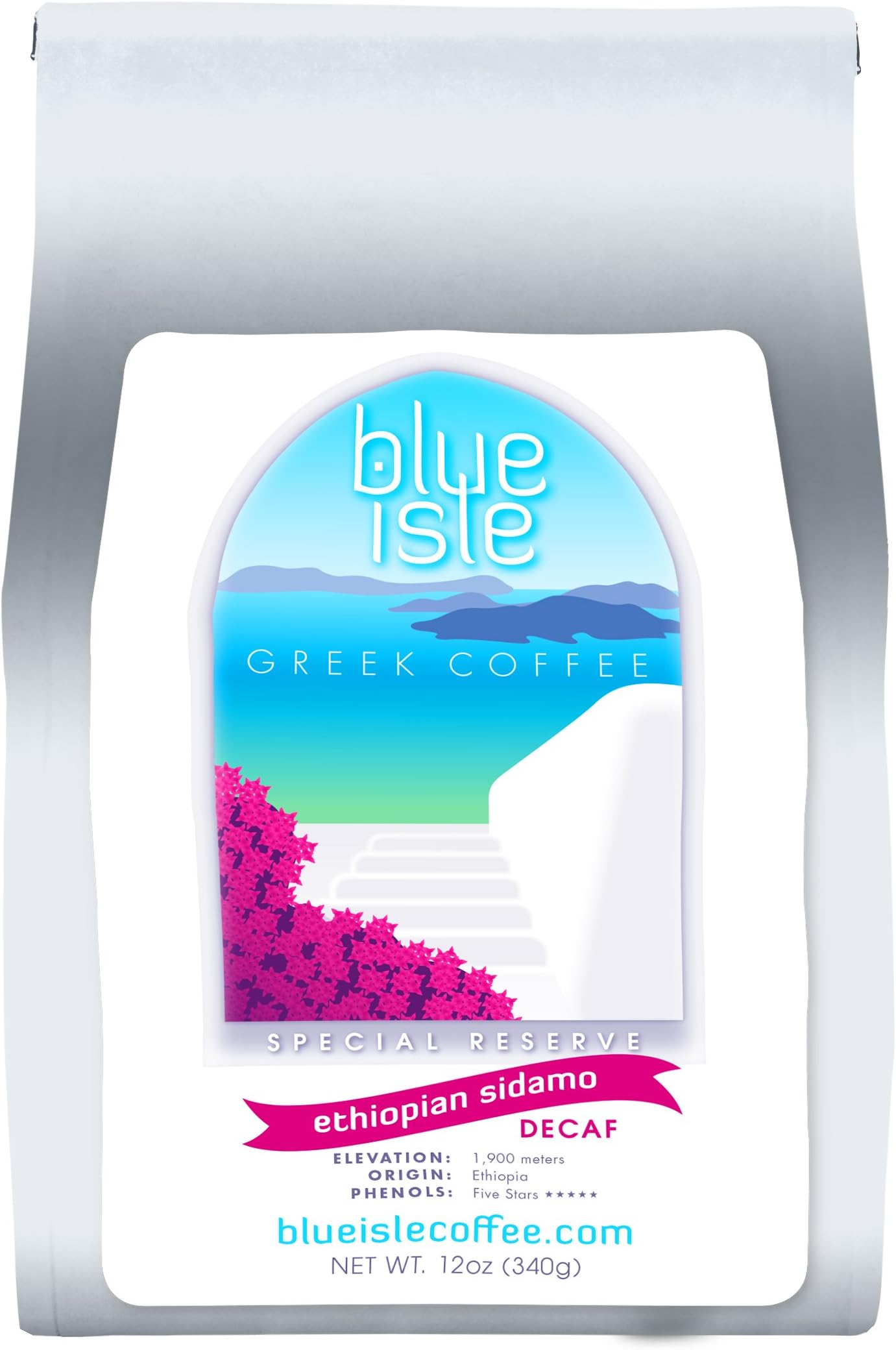 Blue Isle Coffee - Special Reserve DECAF Ethiopia SIDAMO, Whole Bean 12oz