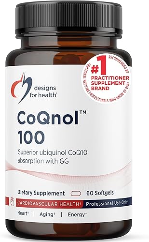 Designs for Health CoQnol 100mg - CoQ10 Ubiquinol con biodisponibilidad superior + tecnología de absorción exclusiva - Doble coenzima Q10 Boost con