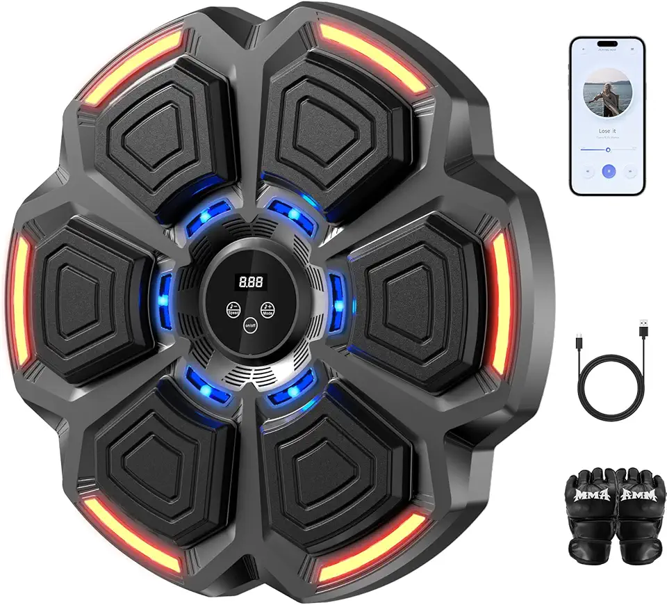Music Boxing Machine for Adults and Kids,Bluetooth Music Punching Machine with Gloves,Wall Target Punching Workout for Men Women,Reflex Training Suitable for Home,Office,Gym