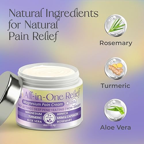 Miniatura 5 de PURPLE CANYON Crema para el dolor de magnesio todo en uno, crema natural para aliviar el dolor con árnica, MSM y capsaicina para apoyo muscular