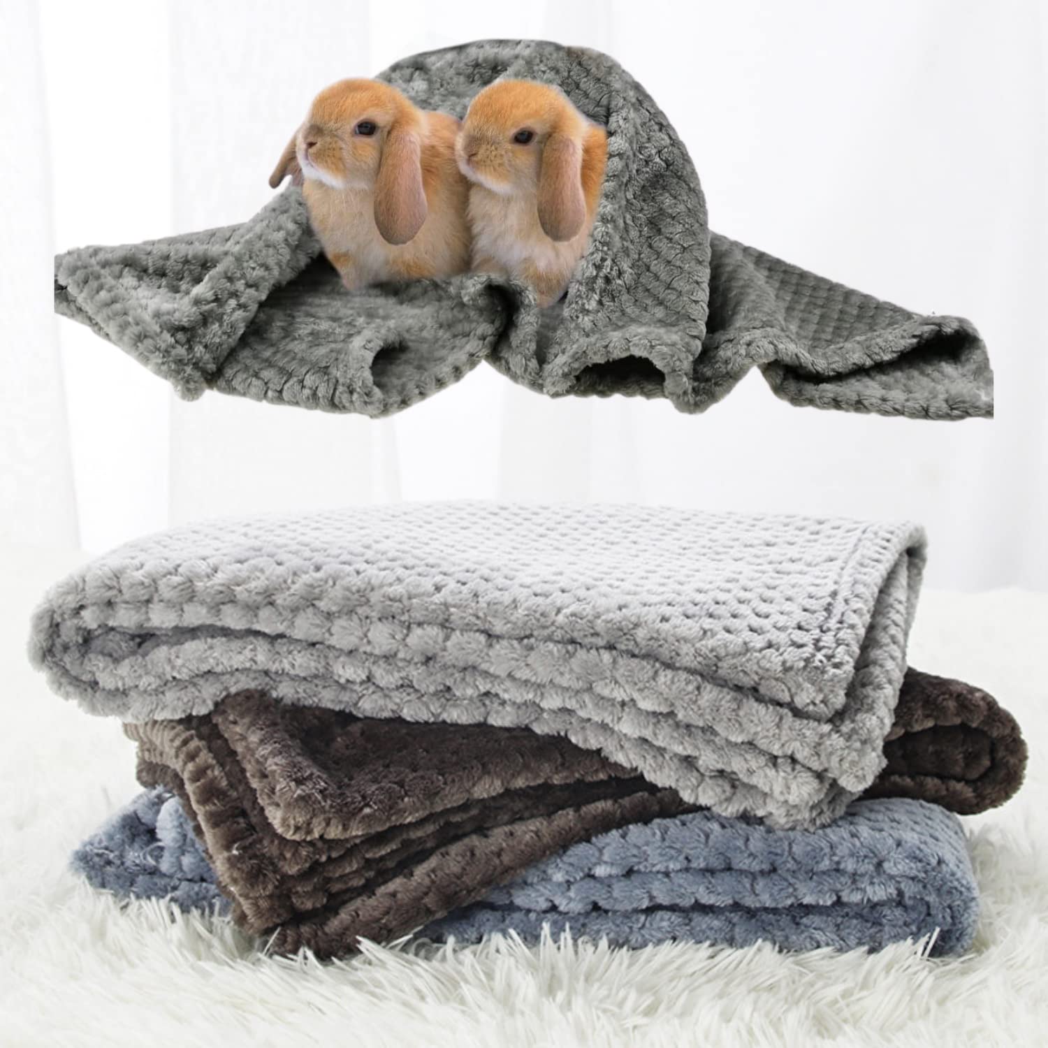 Vehomy 4-Pack Small Pet Blankets - 19.5x26.5 Inch Flannel Fleece | Cage Liners, Bedding, Bath Towels For Hamsters, Guinea Pigs, Rabbits