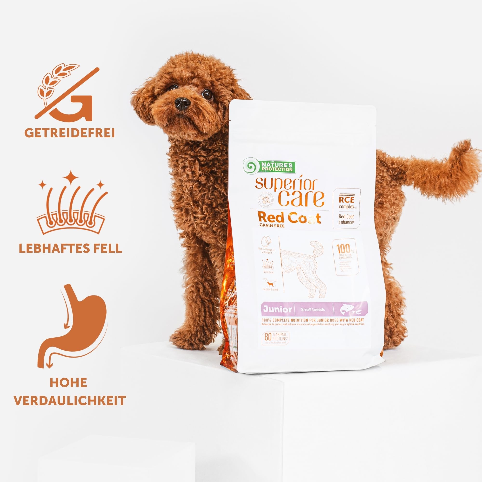 Nature's Protection Superior Care Trockenfutter für kleine Junghunde, mit Lachs, fleckenabweisend, hypoallergen mit Verstärkung des roten Fells, 1,5 kg.