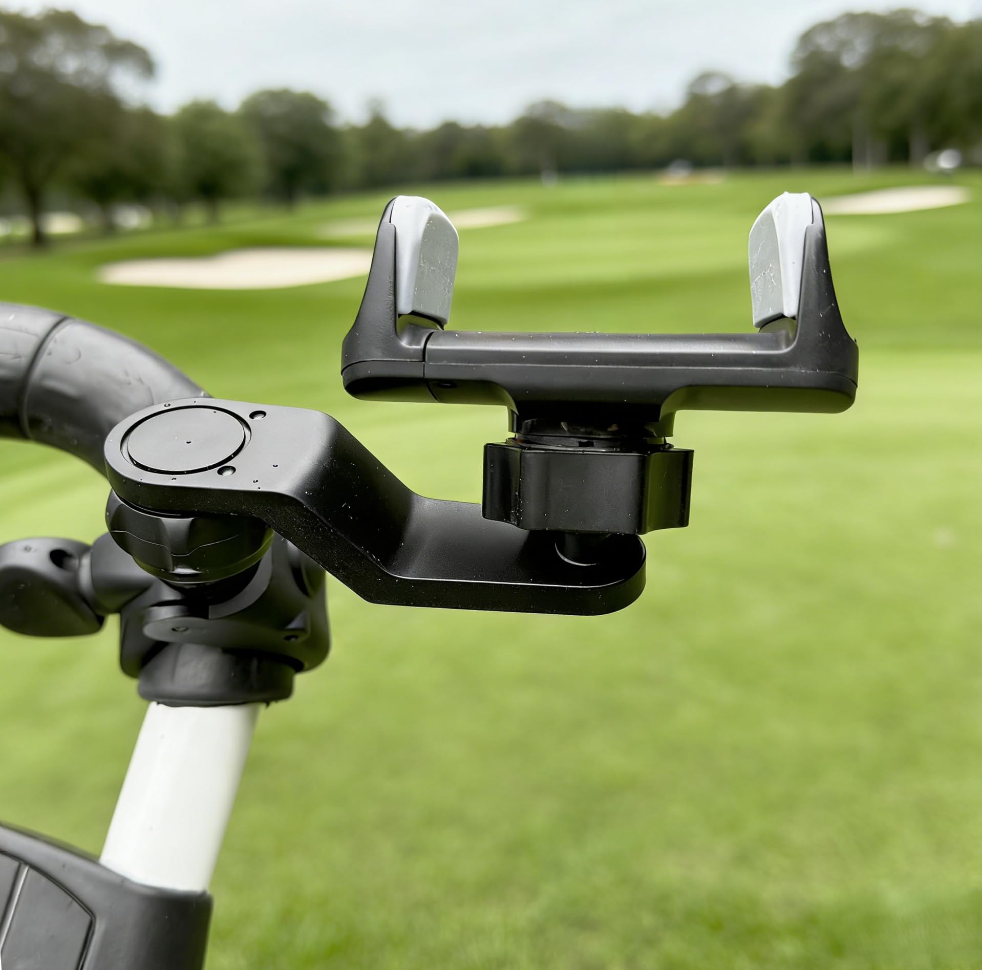 RHINORO Golf Trolley Phone Mount, Dual-Angle Adjustable Extension Bracket, Universal Mobile Phone Holder for Golf Push Trolley, Bicycle, Motorcycle, New Version