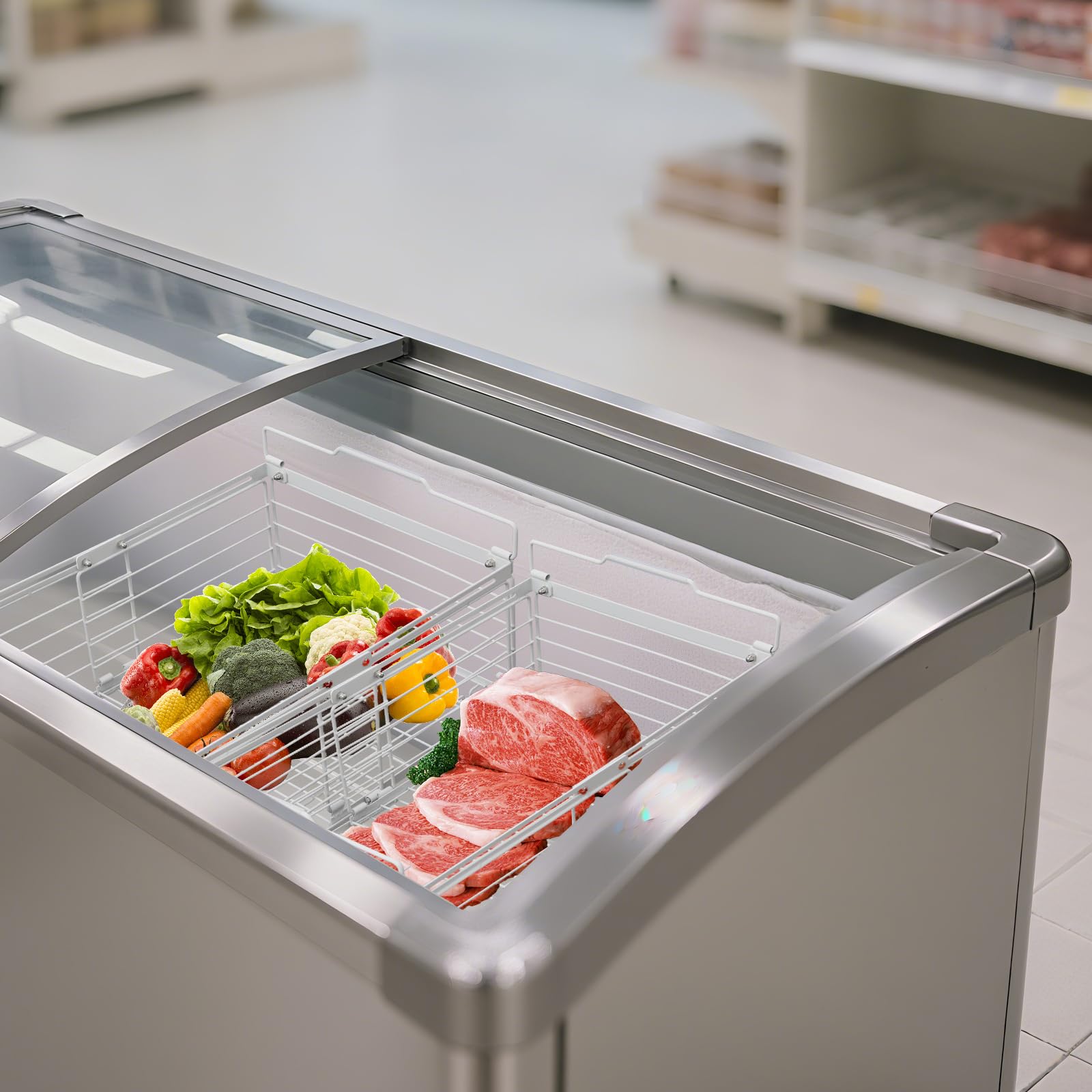 Kosze do zamrażania z żelaza, wysuwane, 2 sztuki, do lodówki, wiszące, do 15 kg, białe