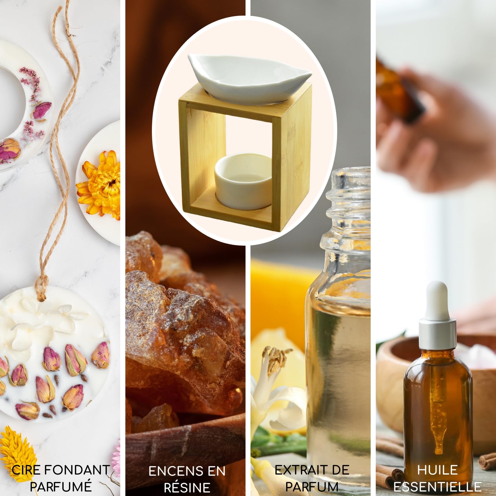 Geurbrander, smeltbrander, geurwas, diffuser voor etherische olie en huisgeur, theelichthouder, keramische aromatherapie, grijs, met lichtprojectie, hoogte: 9 cm - Zen'Arôme