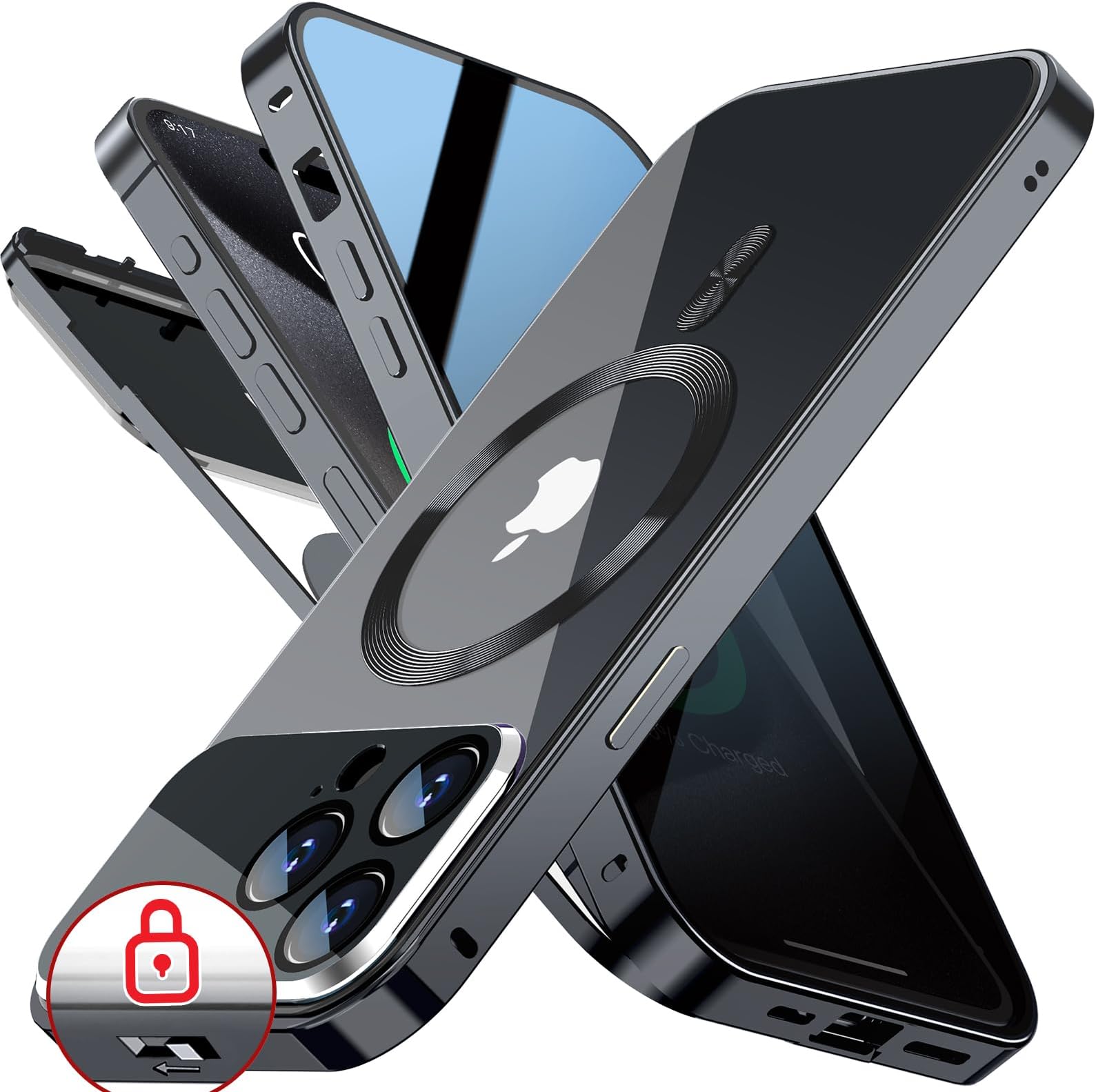 Custodia Anti Spia Magnetic Per IPhone XS Max | Cover 360° Con Vetro Temperato Privacy E Paraurti In Metallo