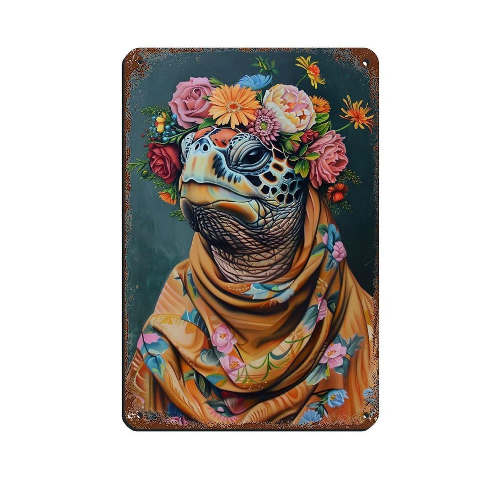 Lxwnze 20L X 30W Cm Matisse Flower Turtle Poster Tin Sign Vintage Metal Pub Club Cafe Bar Home Wall Art Decoration Poster Retro 8X12inch(20X30cm)