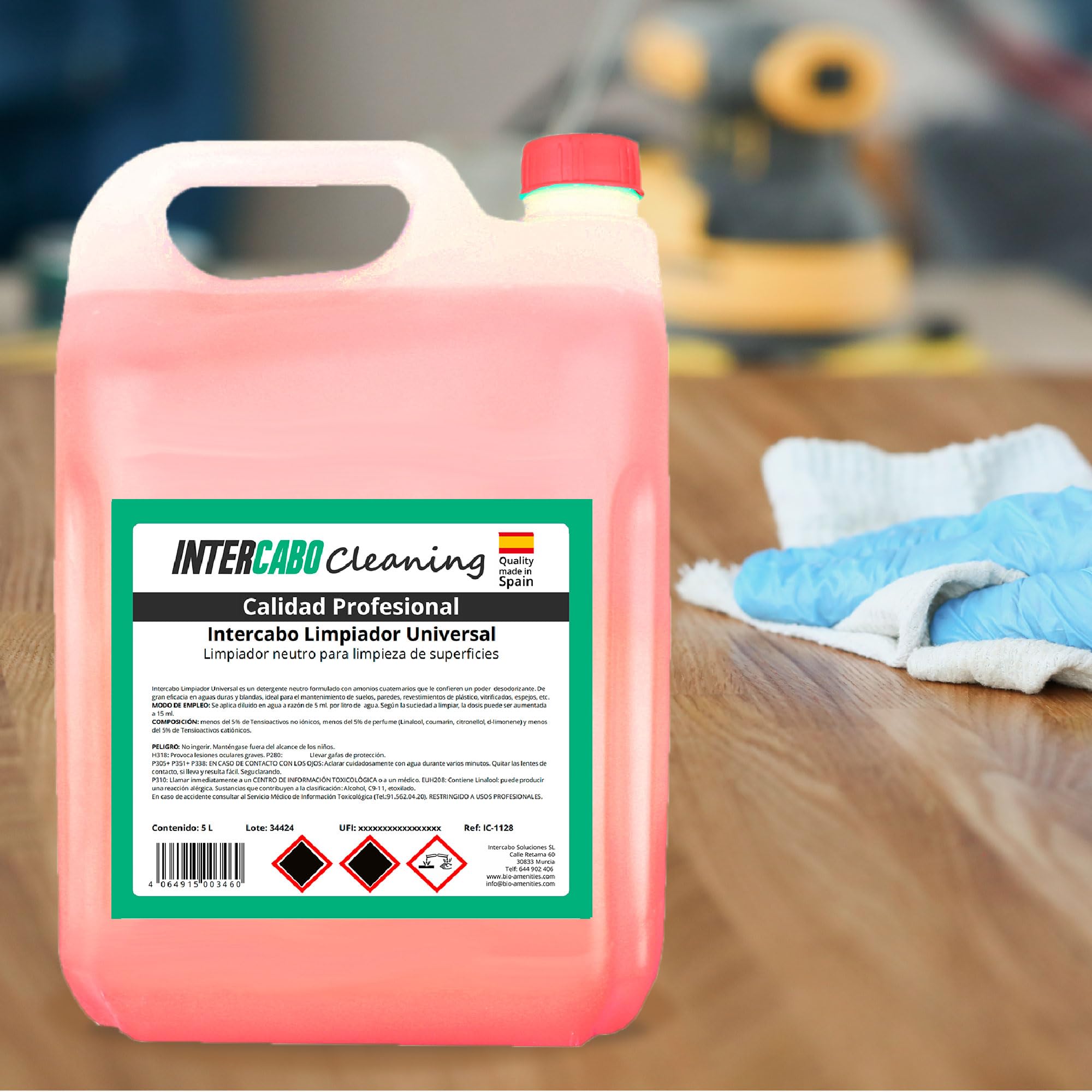 Pack 4 garrafas de 5L limpiador multiusos de superficies - total 20L - limpieza profesional de cocinas, baños, suelos y muebles - limpiador universal perfumado - Intercabo