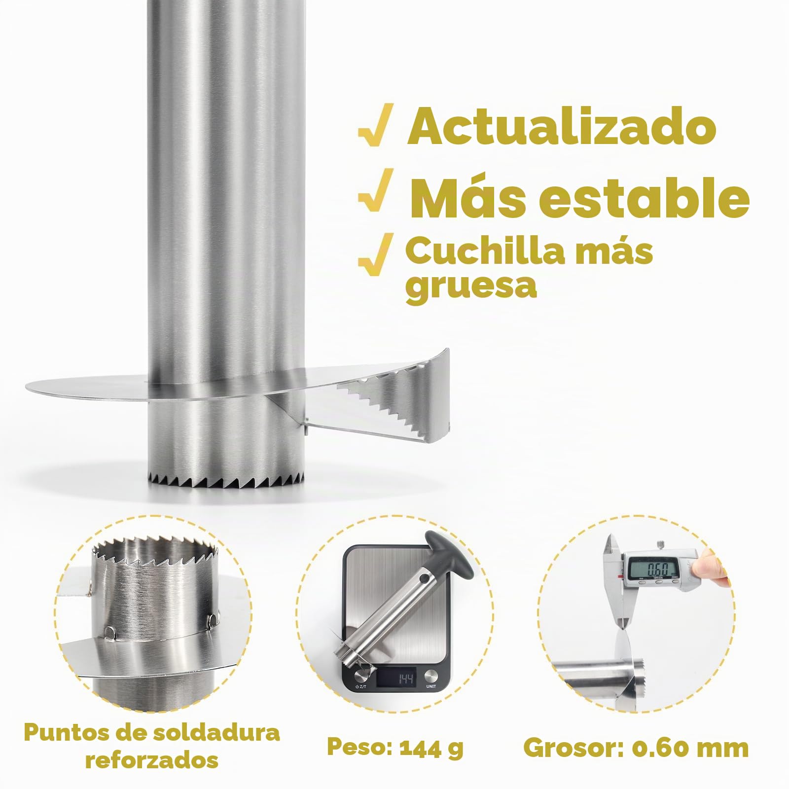 Newness Cortador de Piña de Acero Inoxidable,pelador de piña, Herramienta para el hogar y la Cocina con Cuchilla Afilada para Anillos de Frutas dicadas, [Mejorada, Reforzada, Gruesa]