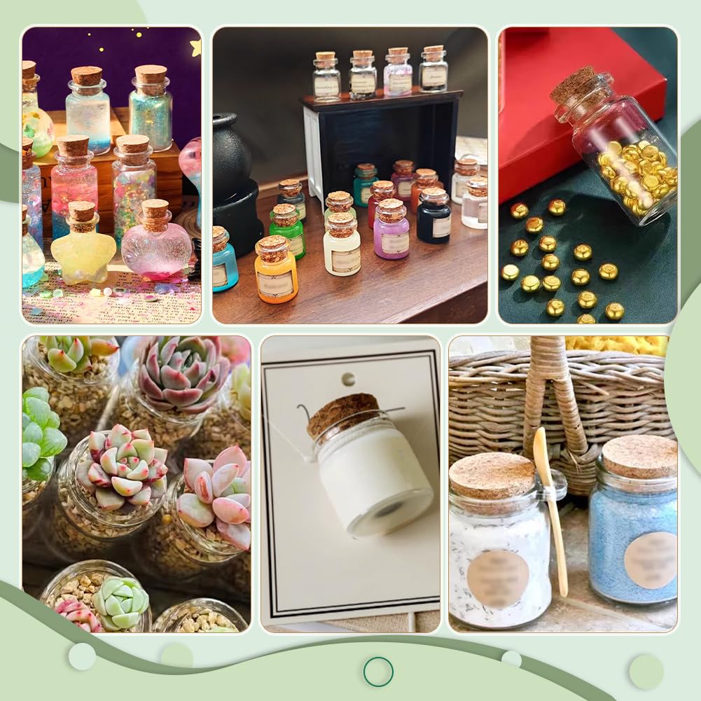 PH PandaHall 30pcs Petits Bocaux en Verre avec Couvercles en Liège Mini Bouteilles en Verre Petits Bocaux à Souhaits pour Loisirs Créatifs Cadeaux Souvenirs de Mariage Décoration, 50ml