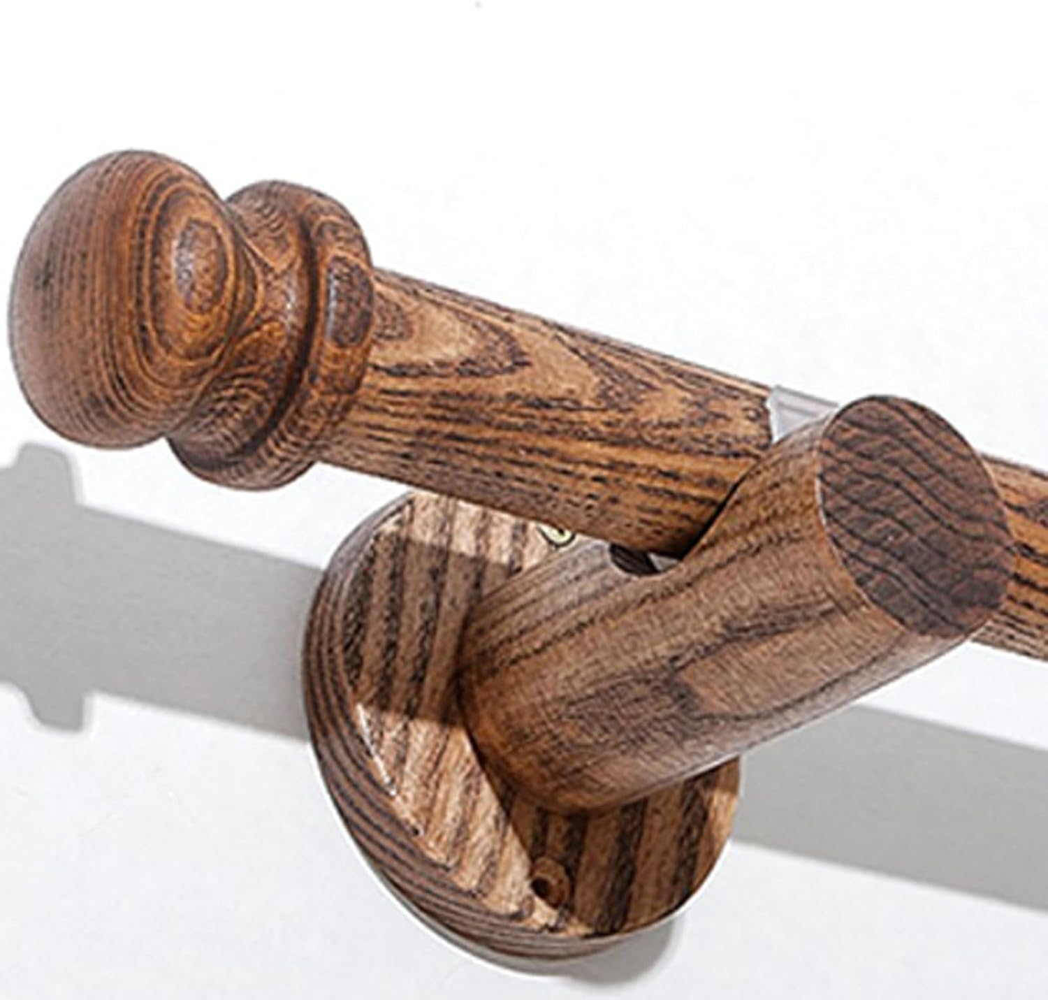 JEKKAH Walnut Color Solid Wood Curtain Rod Wooden Rod Hanging Ring Roman Rod, Used for Decorative Curtain Rods in Bedrooms and Living Rooms(62.9inch)