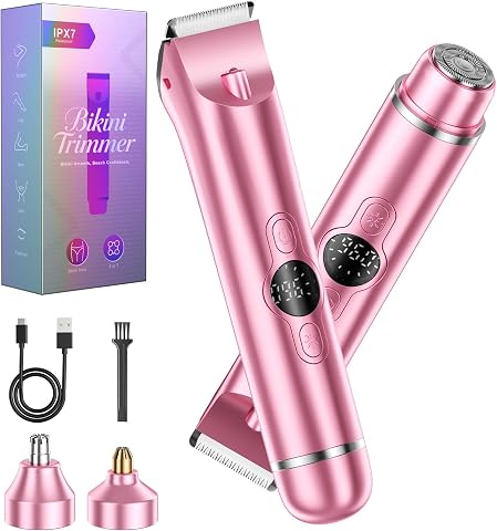 4 in 1 Bikini Trimmer for Women, Wet & Dry Use Pubic Body Hair Trimmer Electric Shavers，Electric Razors for Women
