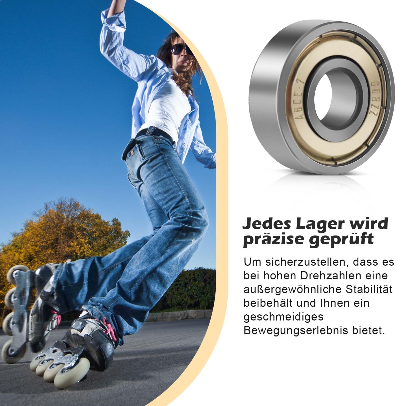 Roulement Acier Carbone 8mm Roulements à Billes 608 ZZ - Lot De 20 - 8x22x7mm - Pour Skateboard, Rollers - Double Blindage Boite A Rouler Joint