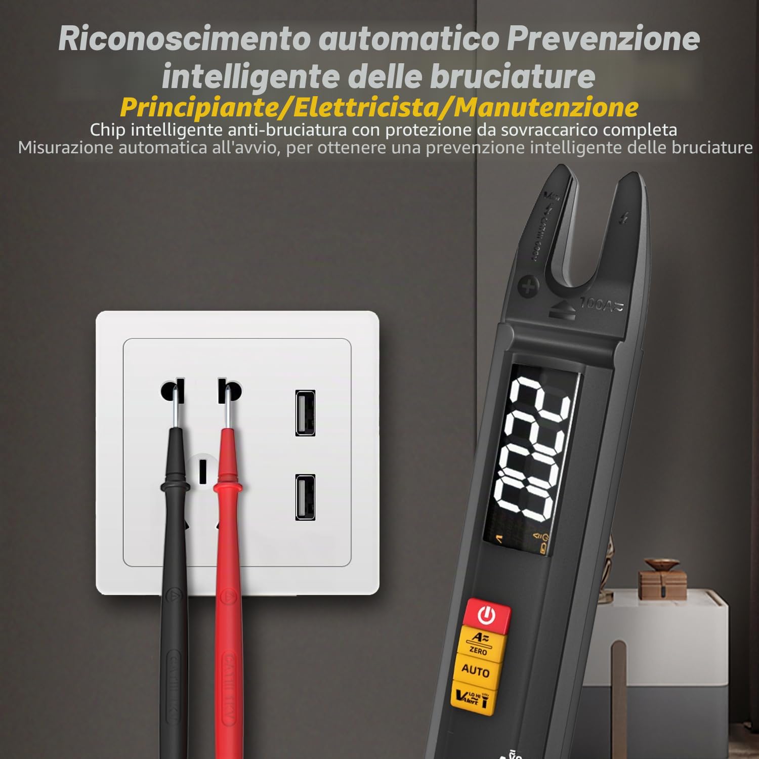 Pinza digitale Meter AC DC Corrente Aperta Mascella Forcella Meter Ricaricabile Auto Ranging Multimetro NCV Amp Volt Ohm Tester Elettrico Tester Forma Penna Tester