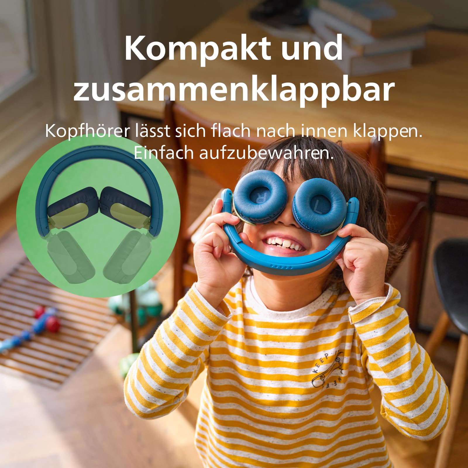 Philips TAK4200CT 4200-Serie mit kabellosem ohraufliegendem Kopfhörer für Kinder, lautstärkenbegrenzt, Audio-Sharing, 3,5 mm und USB-C-Kabel im Lieferumfang inbegriffen – Crystal Teal