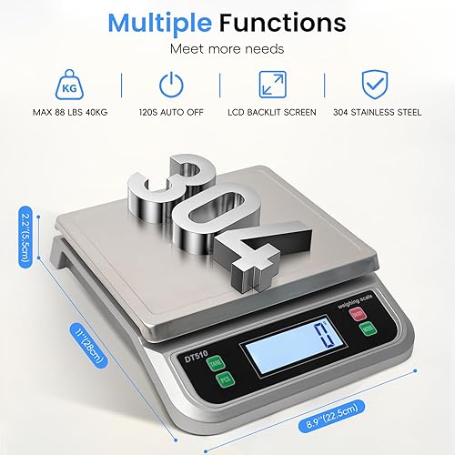 Miniatura 2 de Báscula de cocina grande de 88.2 lbs para cocina con tara y piezas Funtion 88lbs de acero inoxidable Stee Tray Báscula para hornear para cocinar con