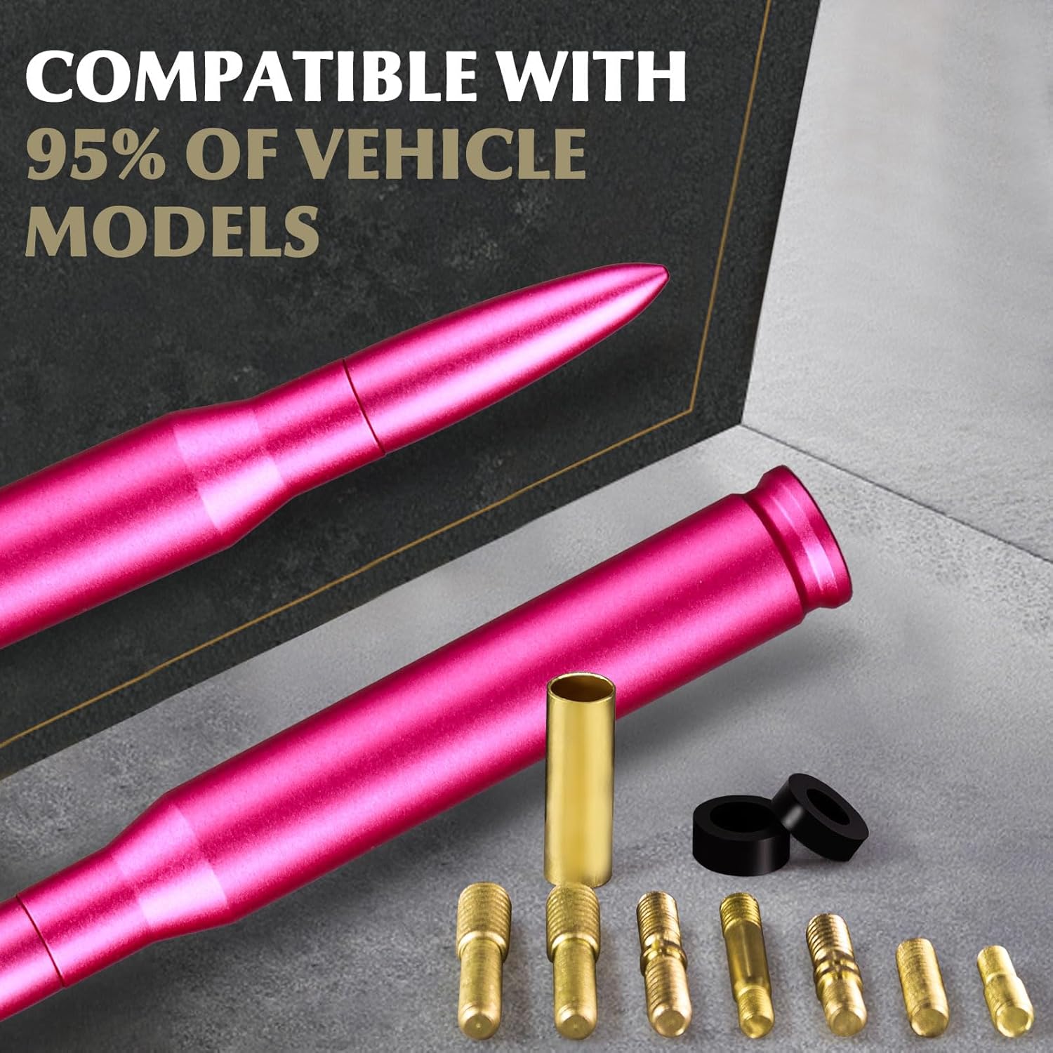 7.8in Car Truck Antenna Bullet Antenna Truck Accessories Silverado 1500 Ford F150 Dodge Ram 1500 GMC Sierra 1500 Ranger Short Replacement Antena para Carro (Rose Red, 7.8in Matte Texture)