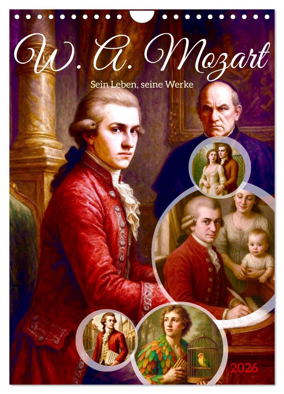 Wolfgang Amadeus Mozart. His life, his works UK-Version (Wall Calendar 2026 DIN A4 Portrait), CALVENDO 12 Month Wall Calendar — image 1
