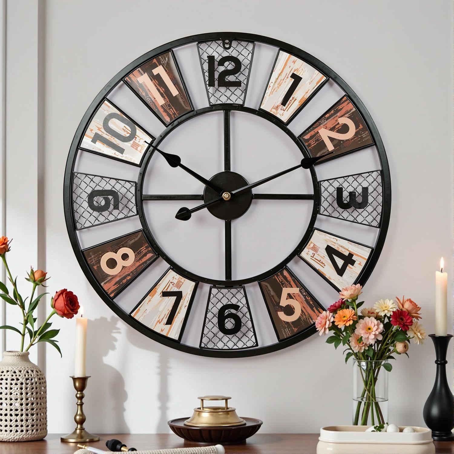 Horloge murale ronde Yumyolk pour un salon chaleureux et silencieux