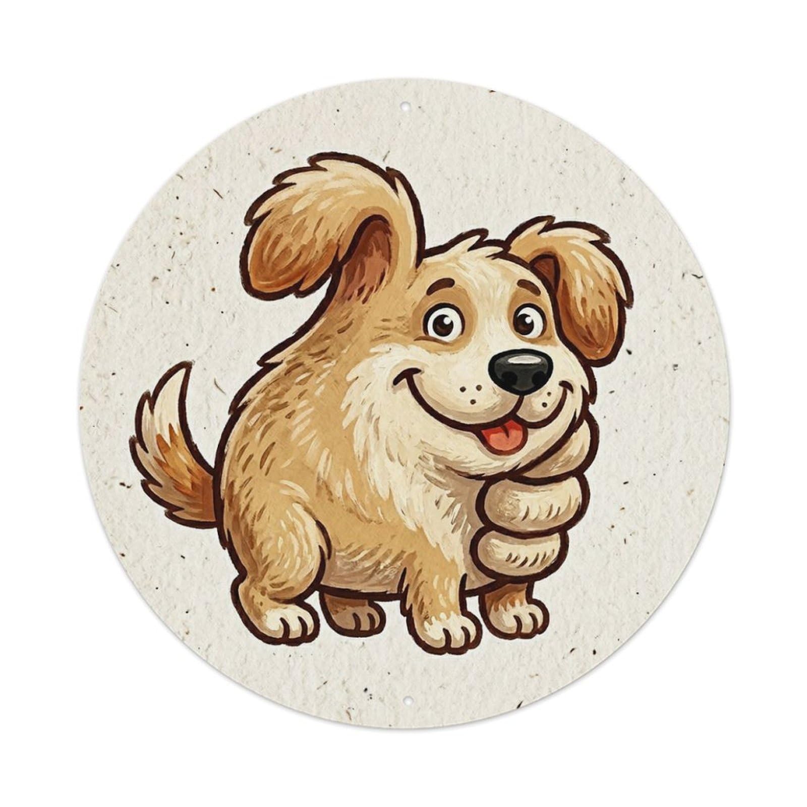 Dog Thumbs Up Cute Pet Retro Comic Meme Humor Pop Style Metal Tin Sign Plaque Wall Decor for Cafe, Man Cave, Club Bar, Office, Home Garden Round Metal Poster 8x8Inch