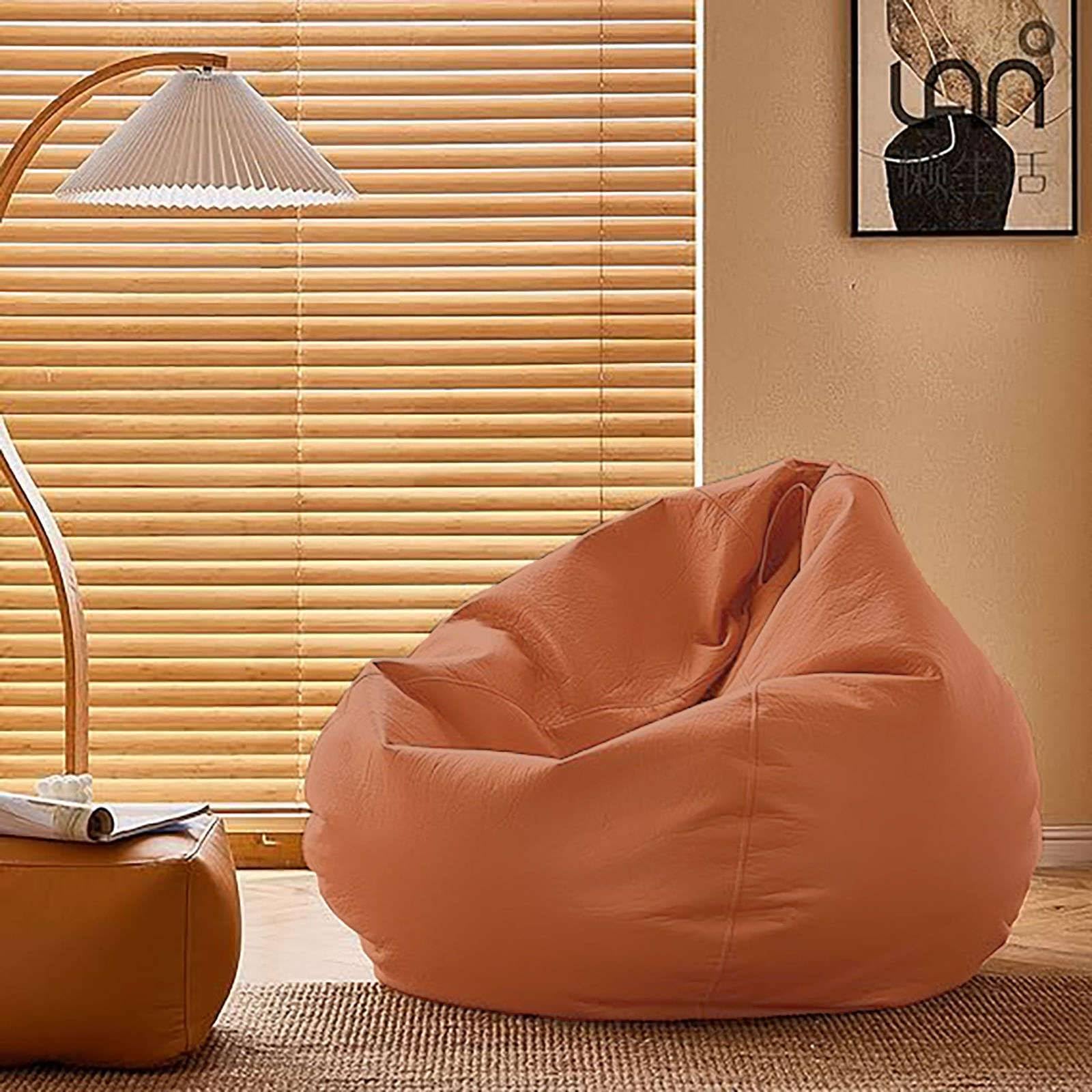 ZRCYXDW Stuffed Animal Storage Bean Bag Chair Cover (No Filler), Waterproof Lazy Sofa Bed Cover Removable Stuffable Bean Bag Furniture Bag with Side Pocket Sack Bean Bag-Coffee-Large