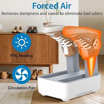 LAVIEAIR Boot Dryer and Deodorizer for Work Boots, Sneakers and Gloves, Portable Shoe Dryer with Retractable Hoses, Timer, and Heat Control