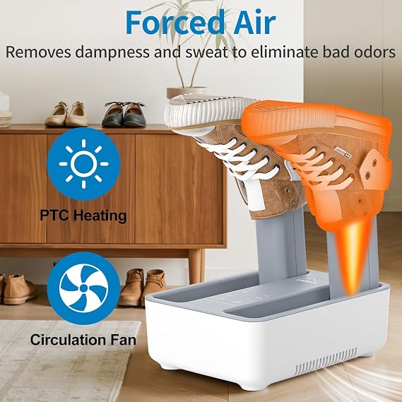 LAVIEAIR Boot Dryer and Deodorizer for Work Boots, Sneakers and Gloves, Portable Shoe Dryer with Retractable Hoses, Timer, and Heat Control