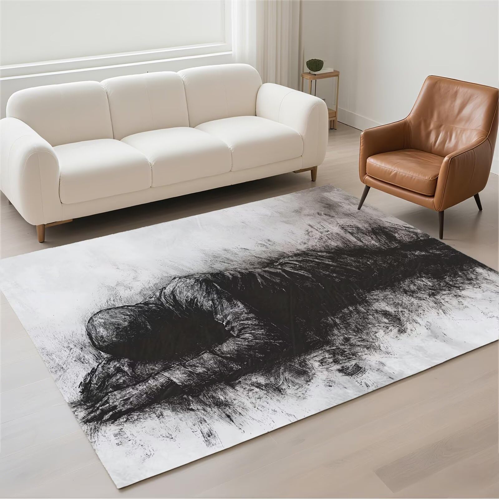 Tapis de salon lavable et doux en pile bouclée pour un entretien sans effort