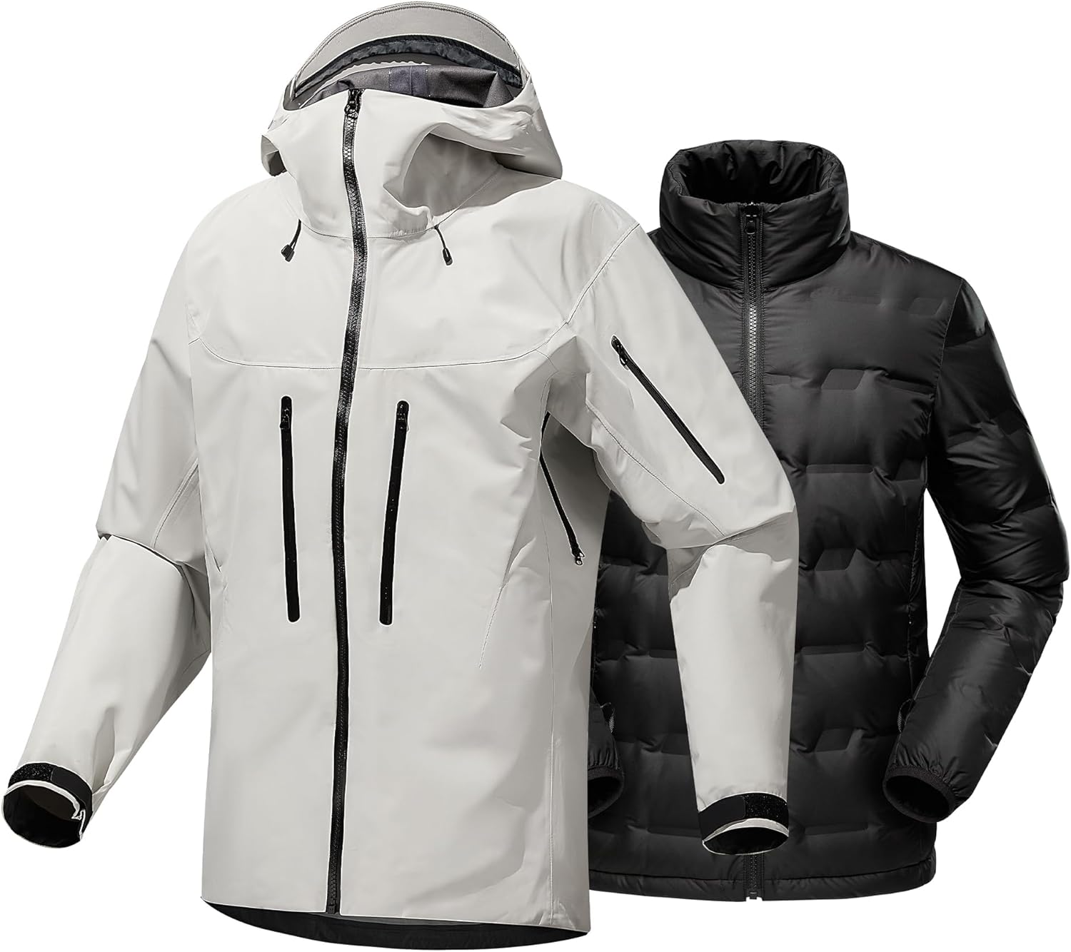 Men's Winter Jacket Hooded Waterproof Raincoat Down Insulated Snow Coat 3-in-1 Ski Suit Insulated Mens Clothing