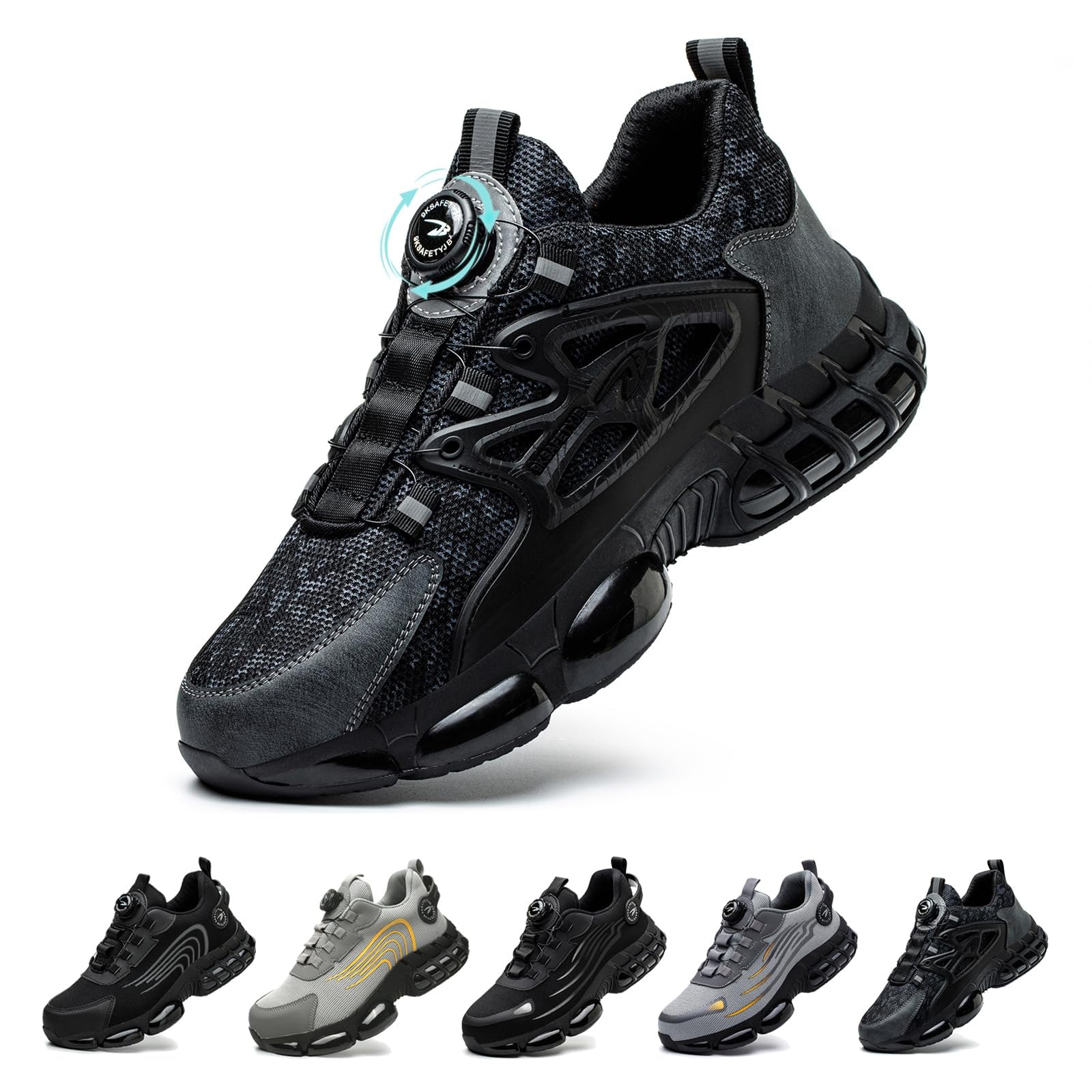Zapatos de Seguridad para Hombre Mujer Puntera de Acero Zapatillas Trabajo Transpirable Ligero Liberación Comodo Rápida Calzado de Seguridad 36-48 EU