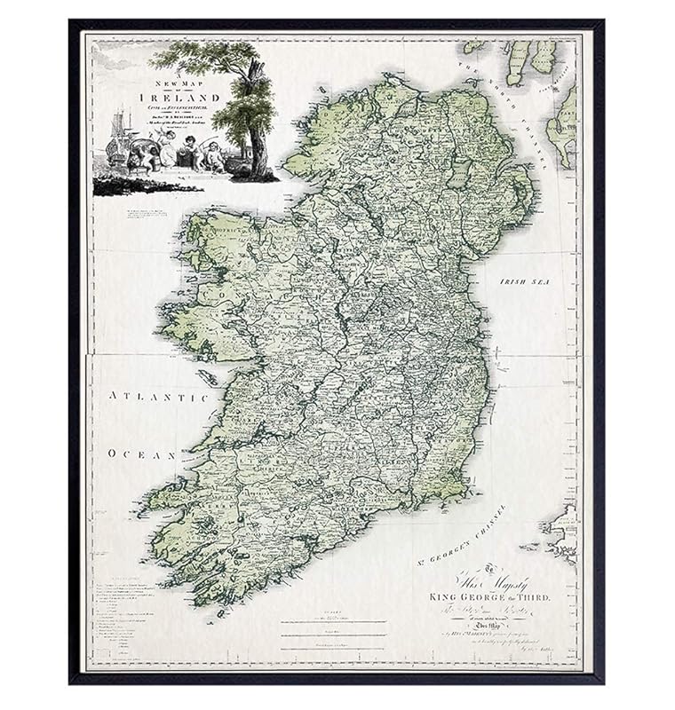 Vintage Map of Ireland Irish Home Decor Irish Gifts