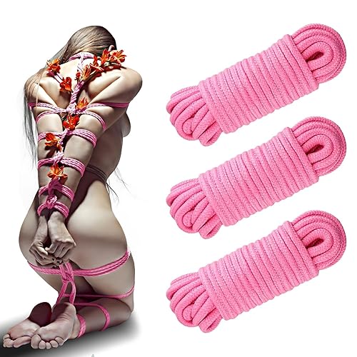 Sex Bondage Sexual Restraints Shibari Rope Kit,Soft Cotton Ropes Ideal for BDSM Beginner,SM Adult Sex Toys for Women and Couples (Pink) - A-pink