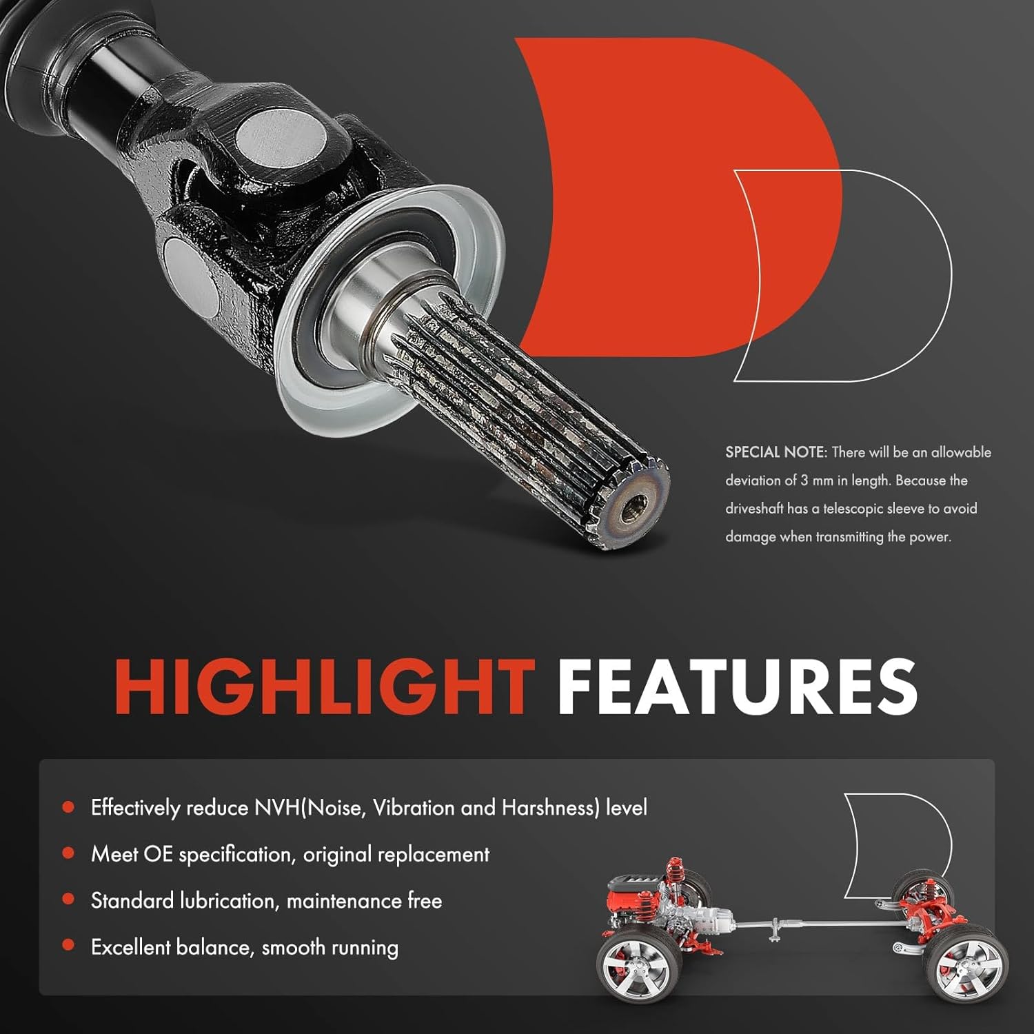 A-Premium 2PCS Rear Complete Drive Shaft Prop Shaft Driveshaft Assembly Compatible with Kawasaki Mule 2500 2000, Mule 2510 2000-2003, Mule 2520 2000, Mule 3000 2001-2003, Mule 3010, Mule 3020