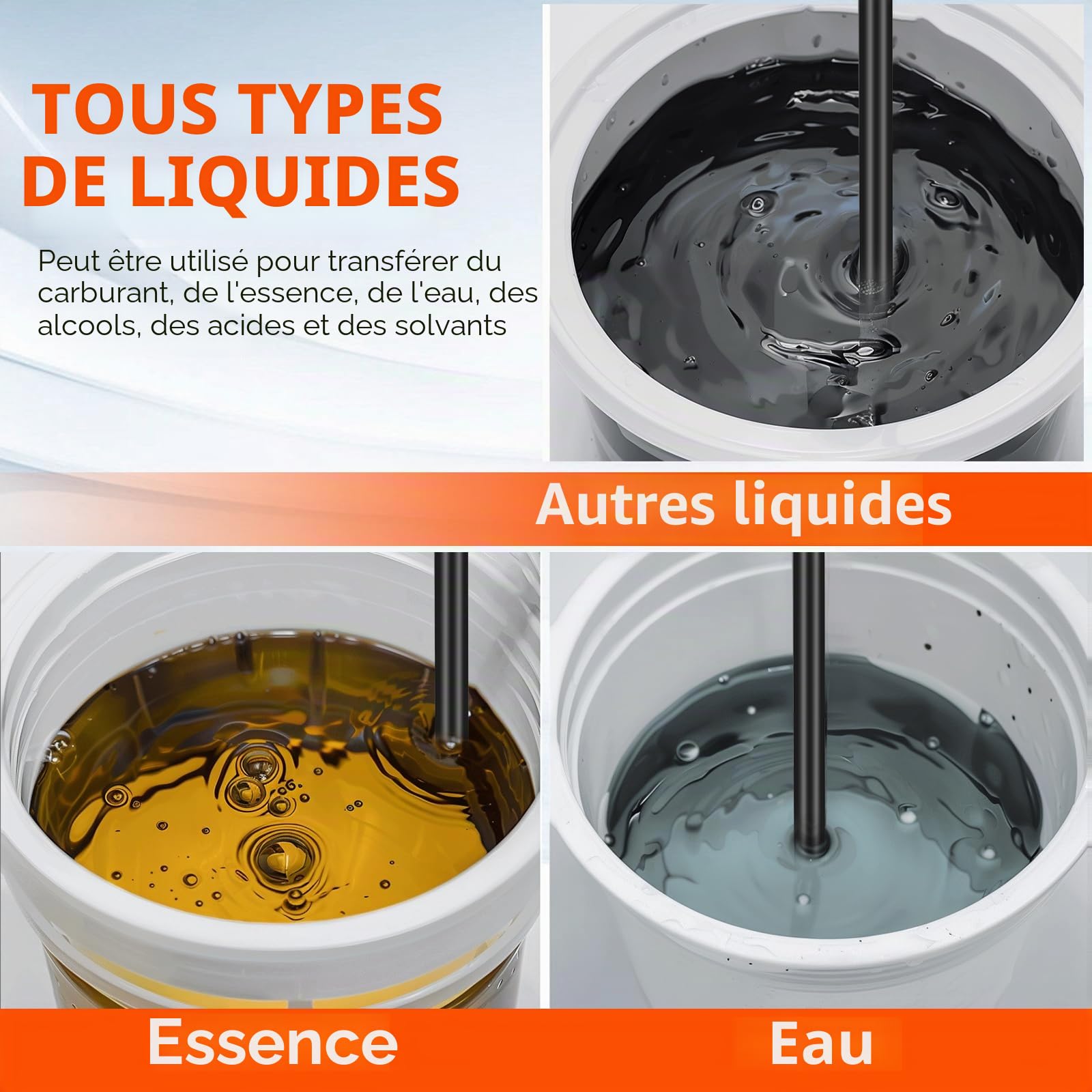 Pompe De Transfert De Liquide Alimentée, GuKKK Pompe de Transfert Portable, Pompe à Siphon électrique à Piles, Pompe Diesel, Pompe de Transfert de Liquide, Pompe de Transfert d'essence
