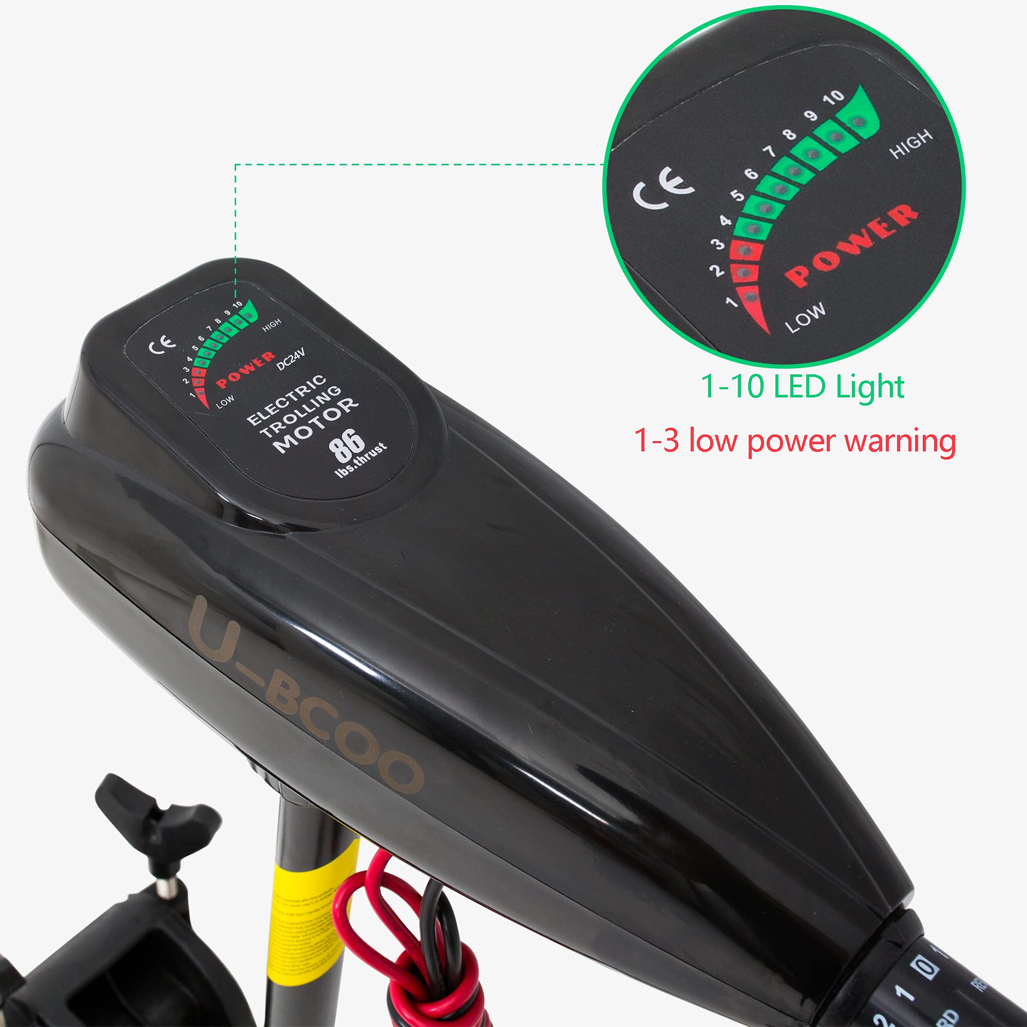 UBCOO 8 Speed Saltwater Transom Mounted Electric Trolling Motor Fishing Boat Outboard Motor