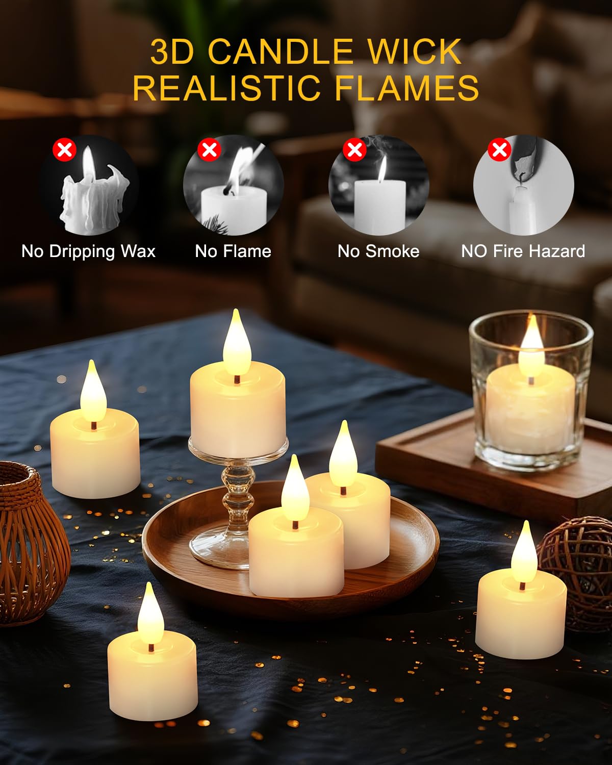 Candele Led Ricaricabili con Stazione di Ricarica Magnetica, Set di 12 Candele LED Tremolanti con Timer e 2 Telecomandi, Ideali per Natale, Halloween, Decorazioni da Tavola, Feste
