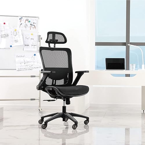 Miniatura 2 de Silla ergonómica de oficina silla de oficina de malla con respaldo alto con reposabrazos abatible ajustable 4D silla giratoria de escritorio con